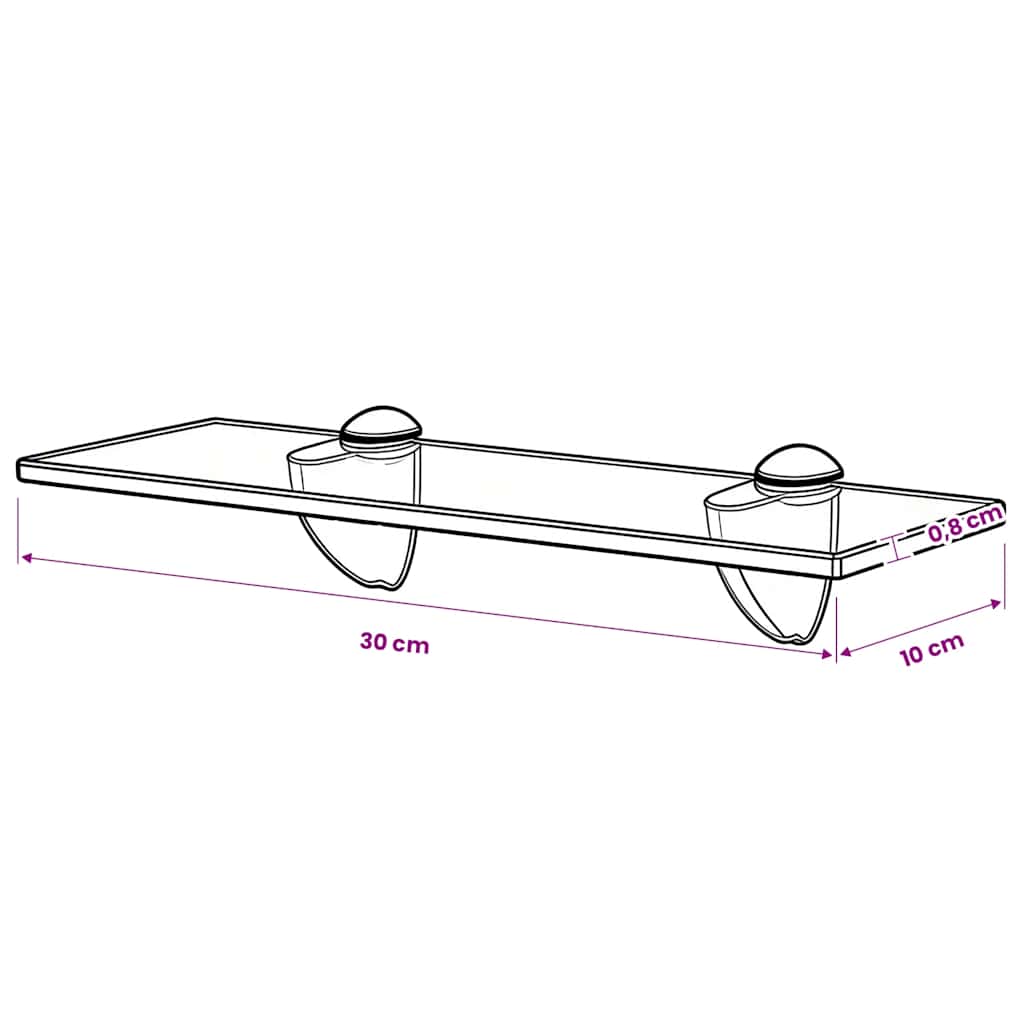 Floating Shelf Glass 30x10 cm 8 mm