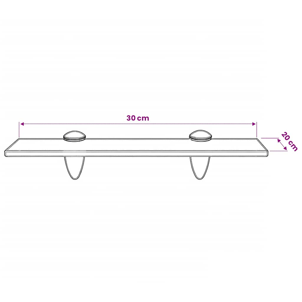243786 vidaXL Floating Shelf Glass 30x20 cm 8 mm