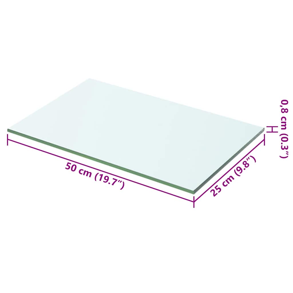 243820 vidaXL Shelf Panel Glass Clear 50x25 cm