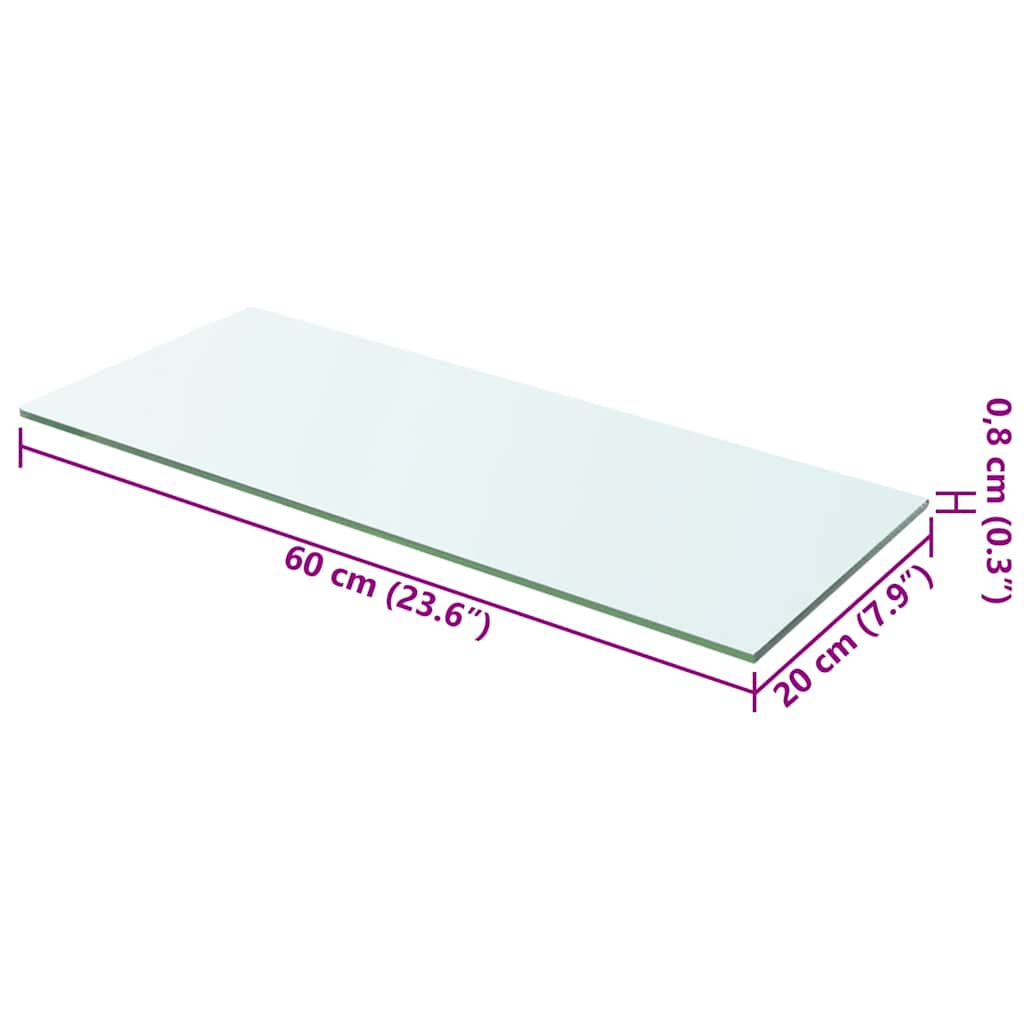 243824 vidaXL Shelf Panel Glass Clear 60x20 cm