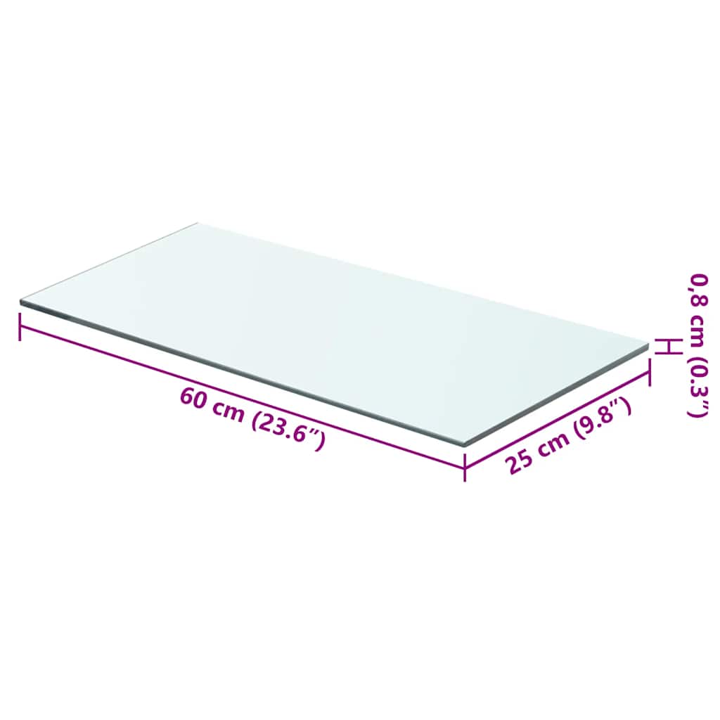 243825 vidaXL Shelf Panel Glass Clear 60x25 cm