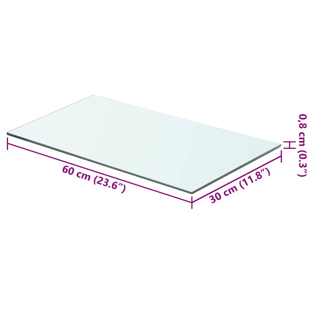 243826 vidaXL Shelf Panel Glass Clear 60x30 cm