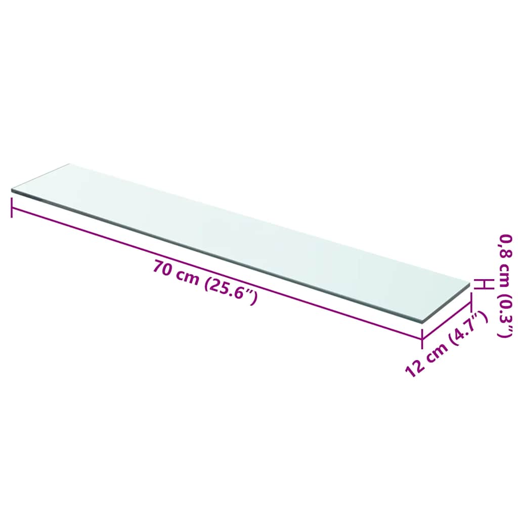 243827 vidaXL Shelf Panel Glass Clear 70x12 cm