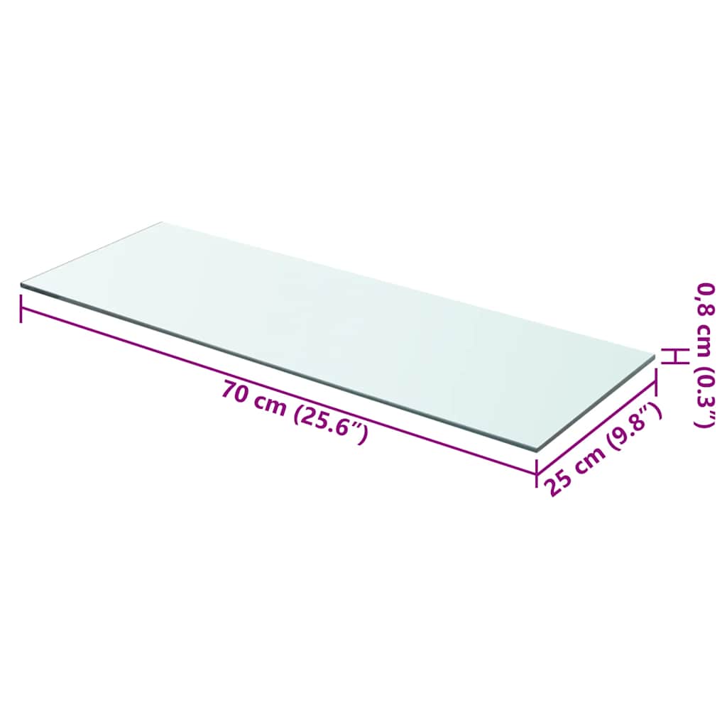 243830 vidaXL Shelf Panel Glass Clear 70x25 cm