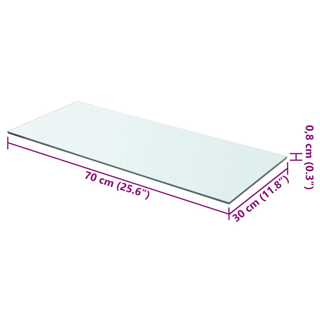 243831 vidaXL Shelf Panel Glass Clear 70x30 cm