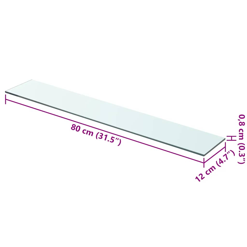 243832 vidaXL Shelf Panel Glass Clear 80x12 cm