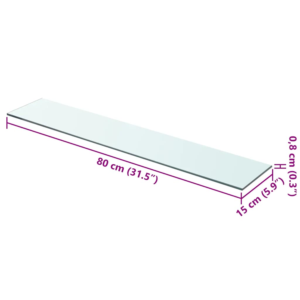 243833 vidaXL Shelf Panel Glass Clear 80x15 cm