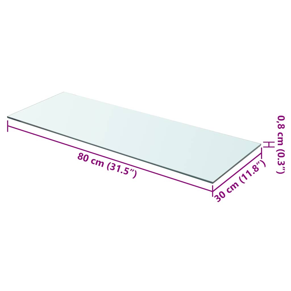 243836 vidaXL Shelf Panel Glass Clear 80x30 cm