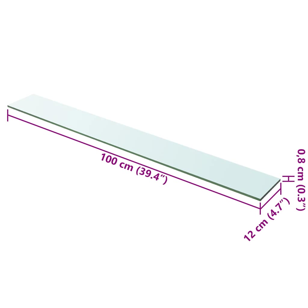 243842 vidaXL Shelf Panel Glass Clear 100x12 cm