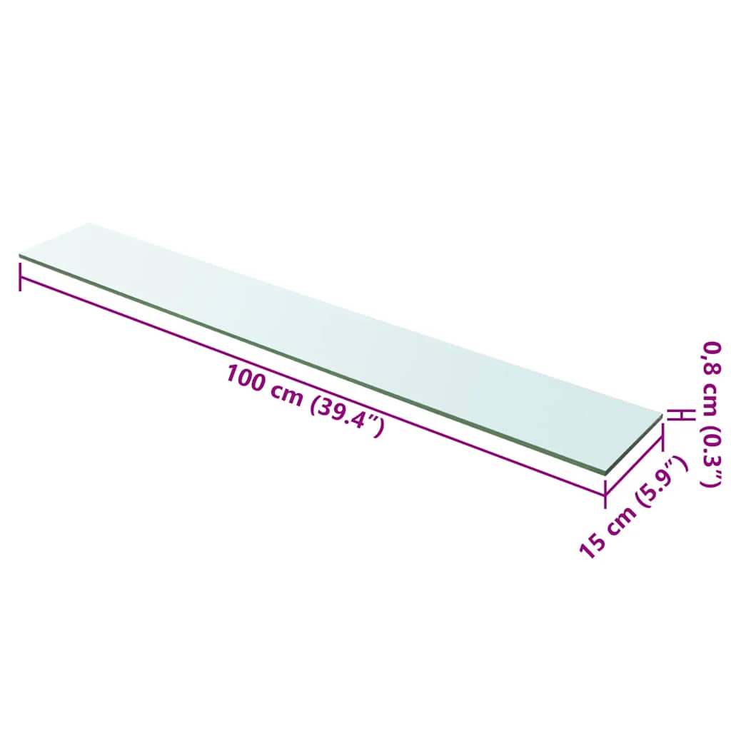 243843 vidaXL Shelf Panel Glass Clear 100x15 cm