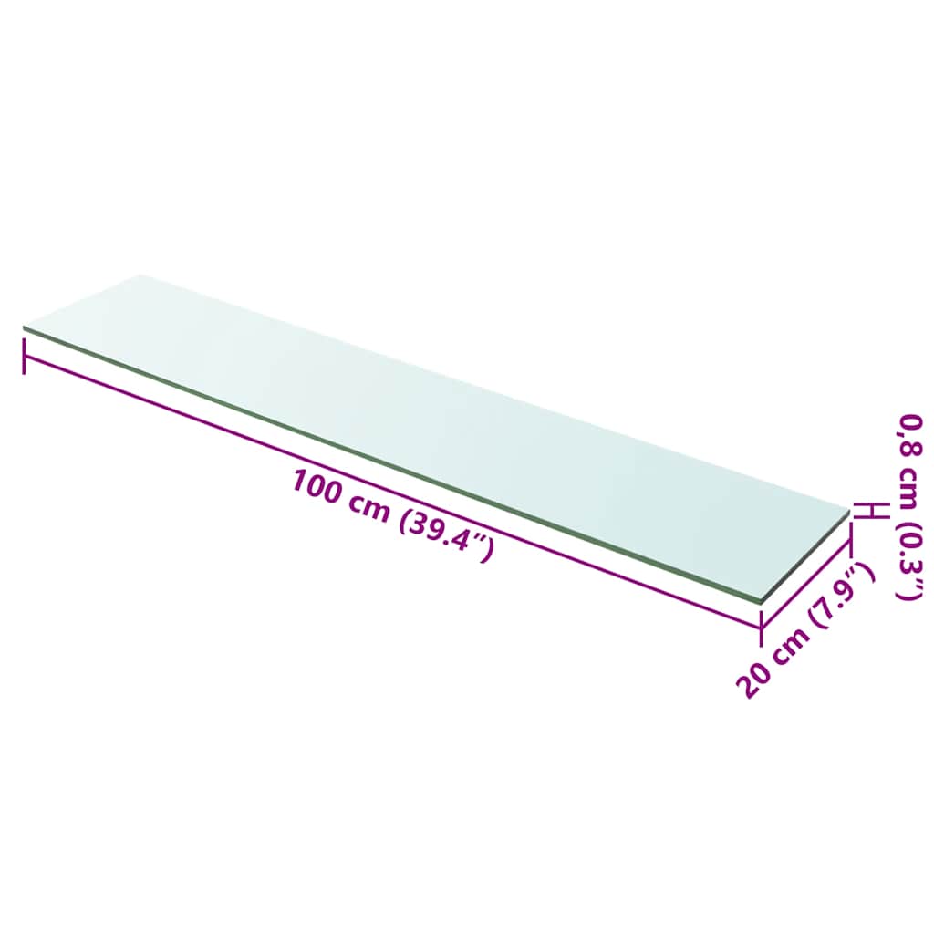 243844 vidaXL Shelf Panel Glass Clear 100x20 cm