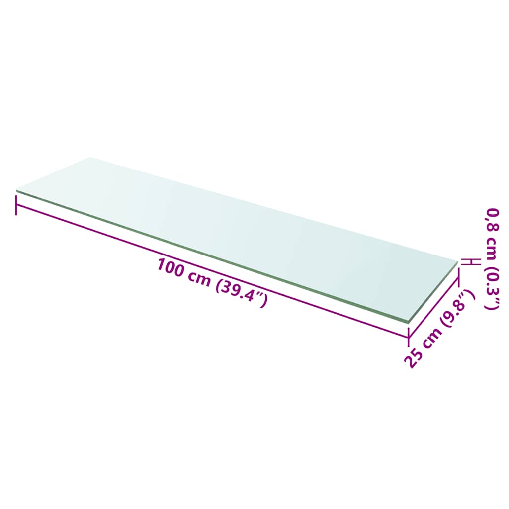 243845 vidaXL Shelf Panel Glass Clear 100x25 cm