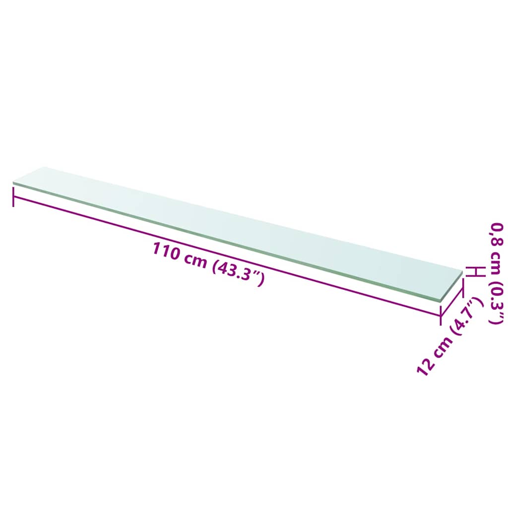 243847 vidaXL Shelf Panel Glass Clear 110x12 cm