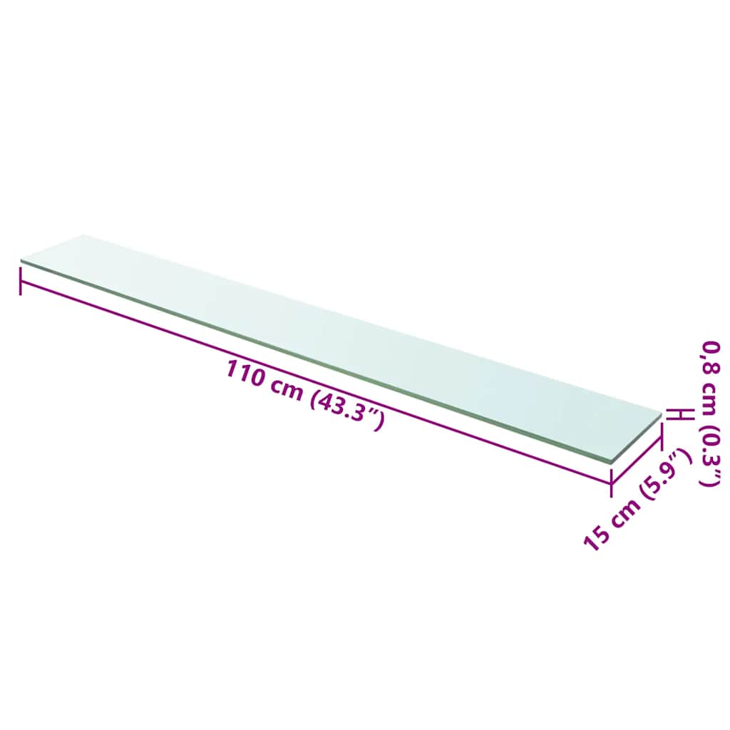 243848 vidaXL Shelf Panel Glass Clear 110x15 cm