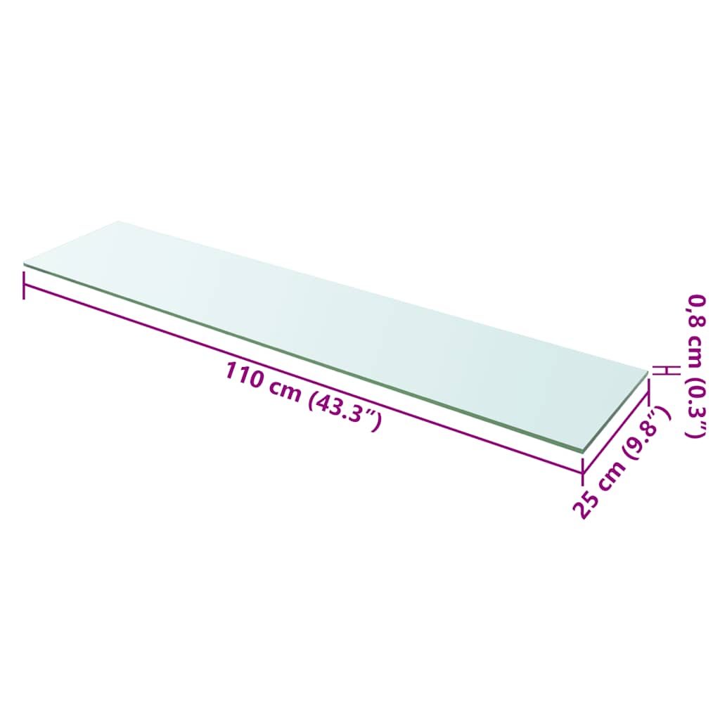 243850 vidaXL Shelf Panel Glass Clear 110x25 cm