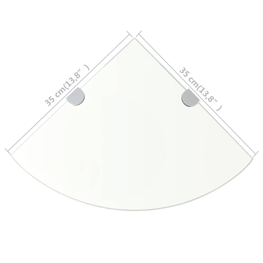 243853 vidaXL Corner Shelf with Chrome Supports Glass Clear 35x35 cm