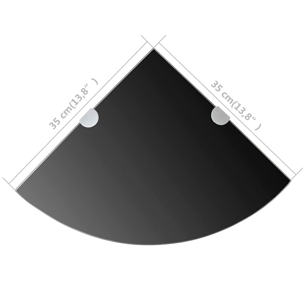 243856 vidaXL Corner Shelf with Chrome Supports Glass Black 35x35 cm