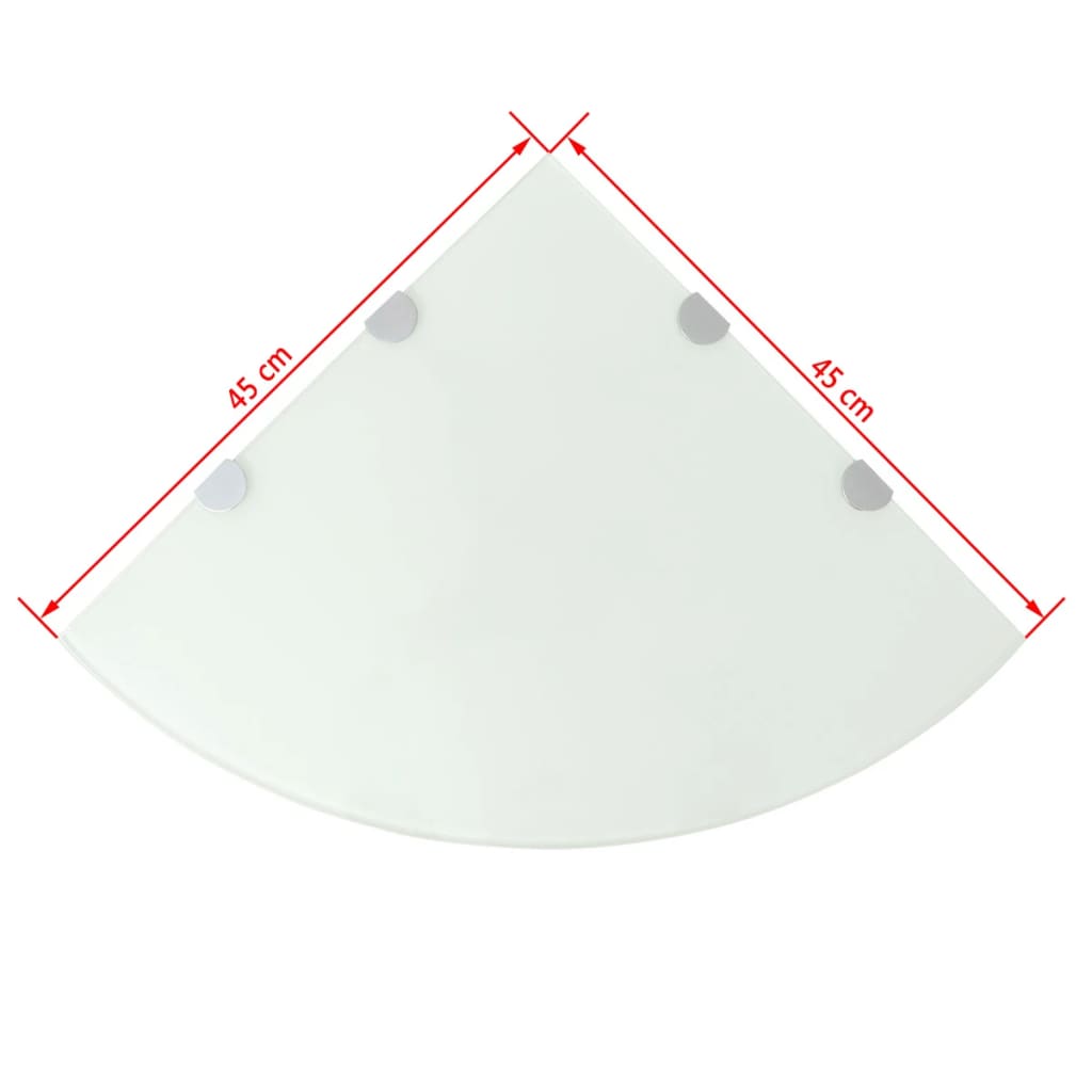 Corner Shelf with Chrome Supports Glass White 45x45 cm