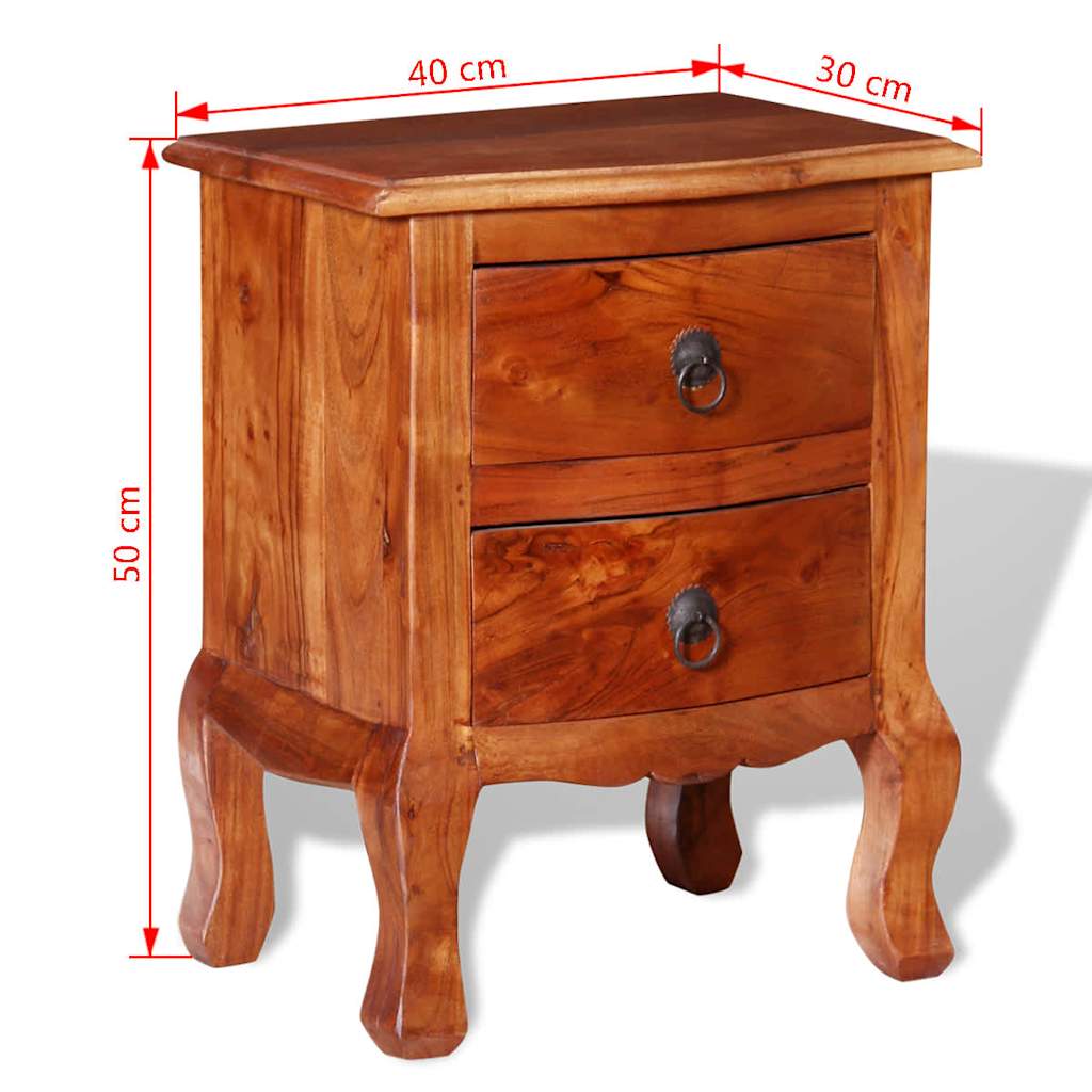 243972 vidaXL Nightstands with Drawers 2 pcs Solid Acacia Wood