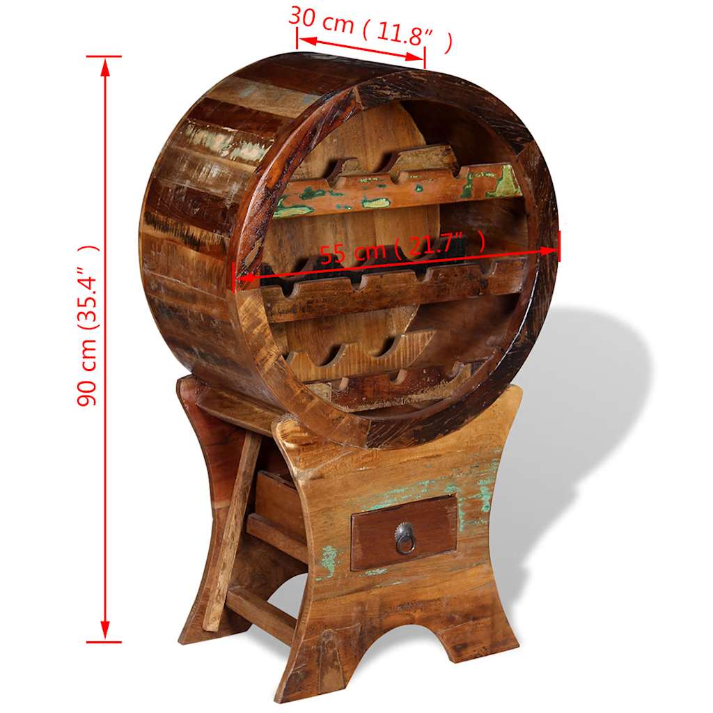 243973 vidaXL Wine Rack for 10 Bottles Solid Reclaimed Wood