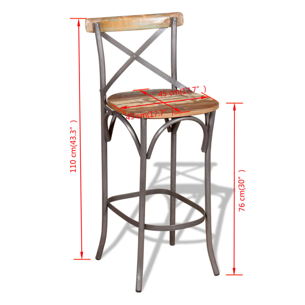 244014 vidaXL Bar Stool Solid Reclaimed Wood