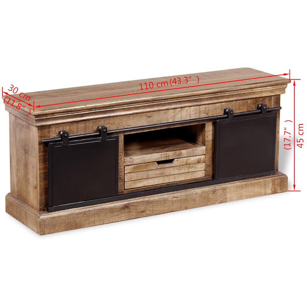 244019 vidaXL TV Cabinet with 2 Sliding Doors Solid Mango Wood 110x30x45 cm