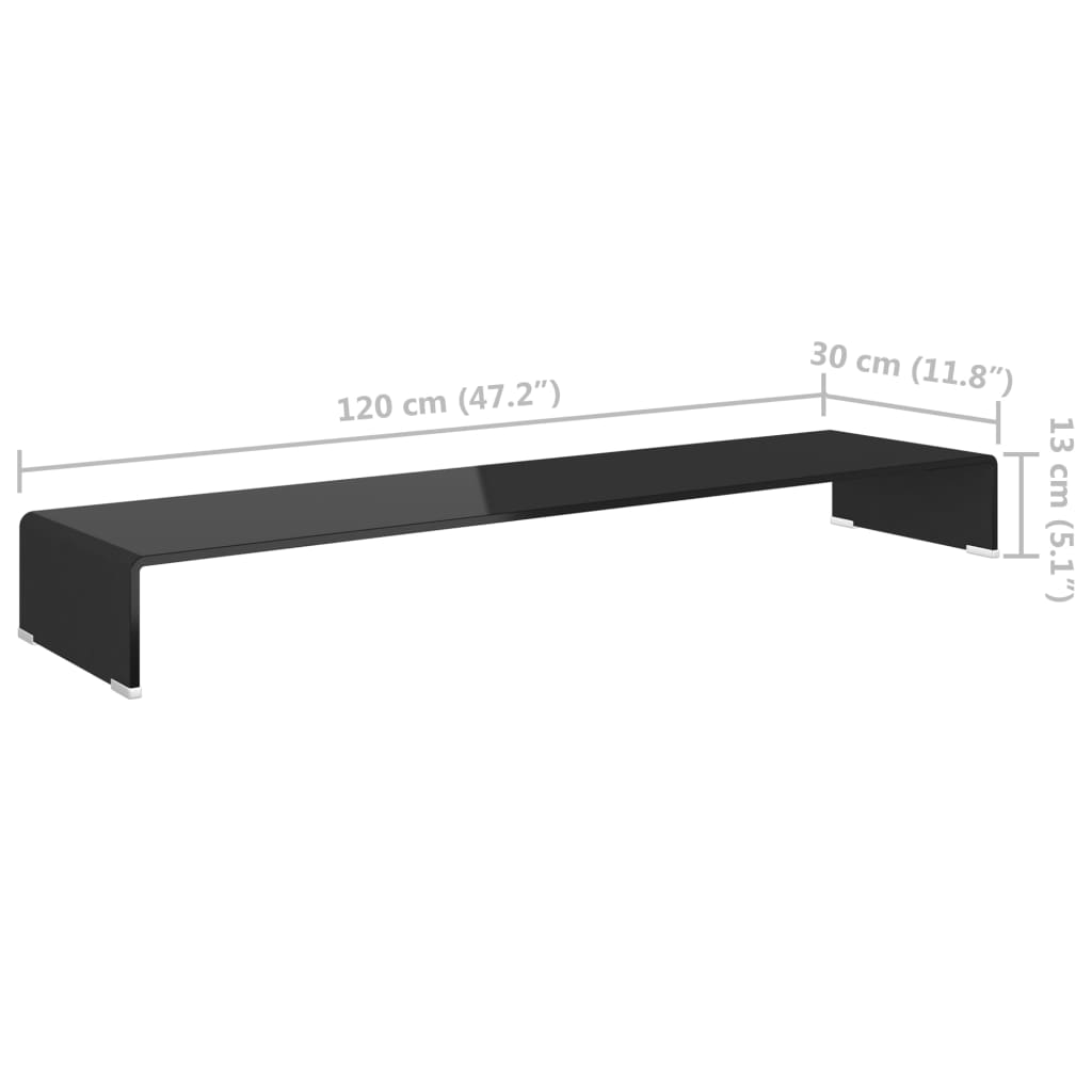 TV Cabinet | Black | Tempered glass, plastic | 120x30x13 cm | TV Cabinet