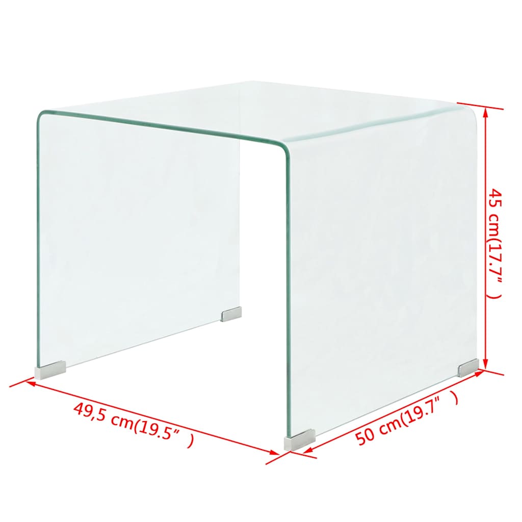 244188 vidaXL Coffee Table Tempered Glass 49,5x50x45 cm Clear