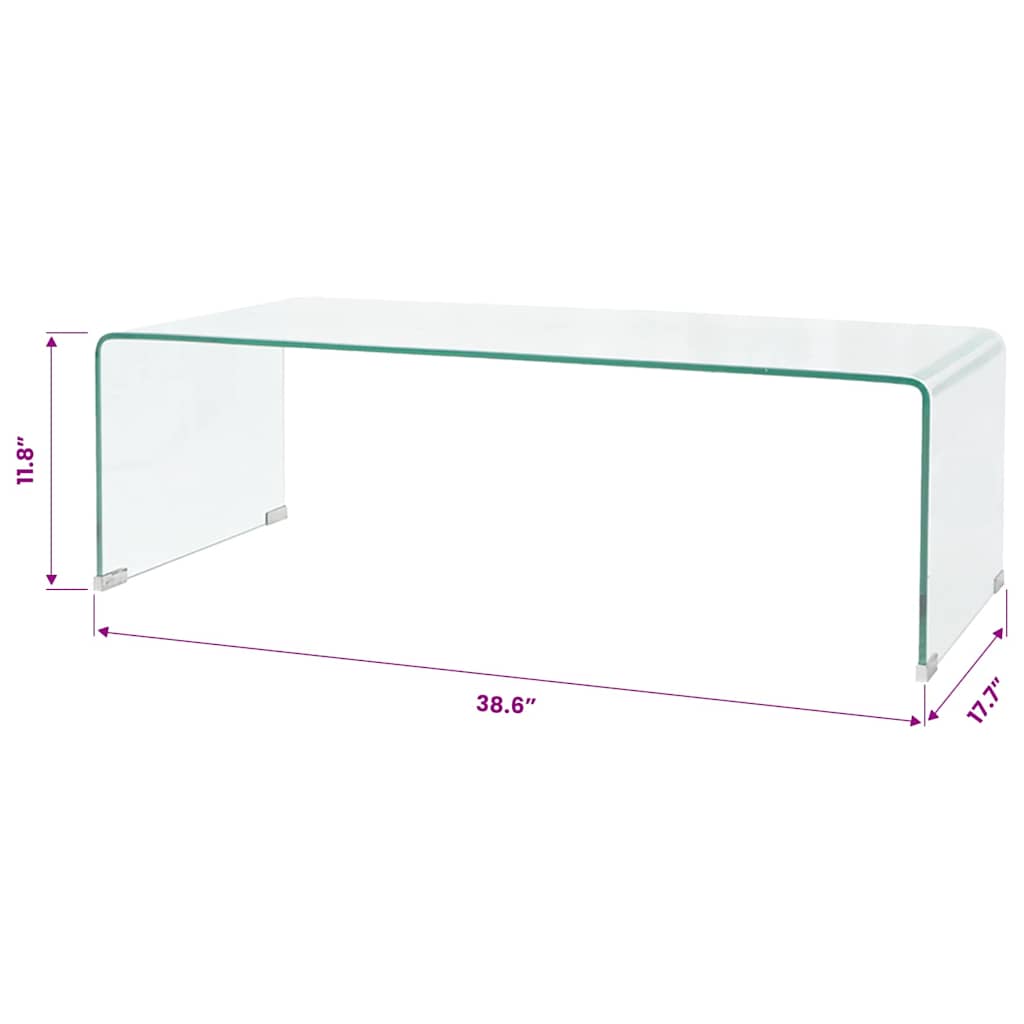 244189 vidaXL Coffee Table Tempered Glass 98x45x30 cm Clear