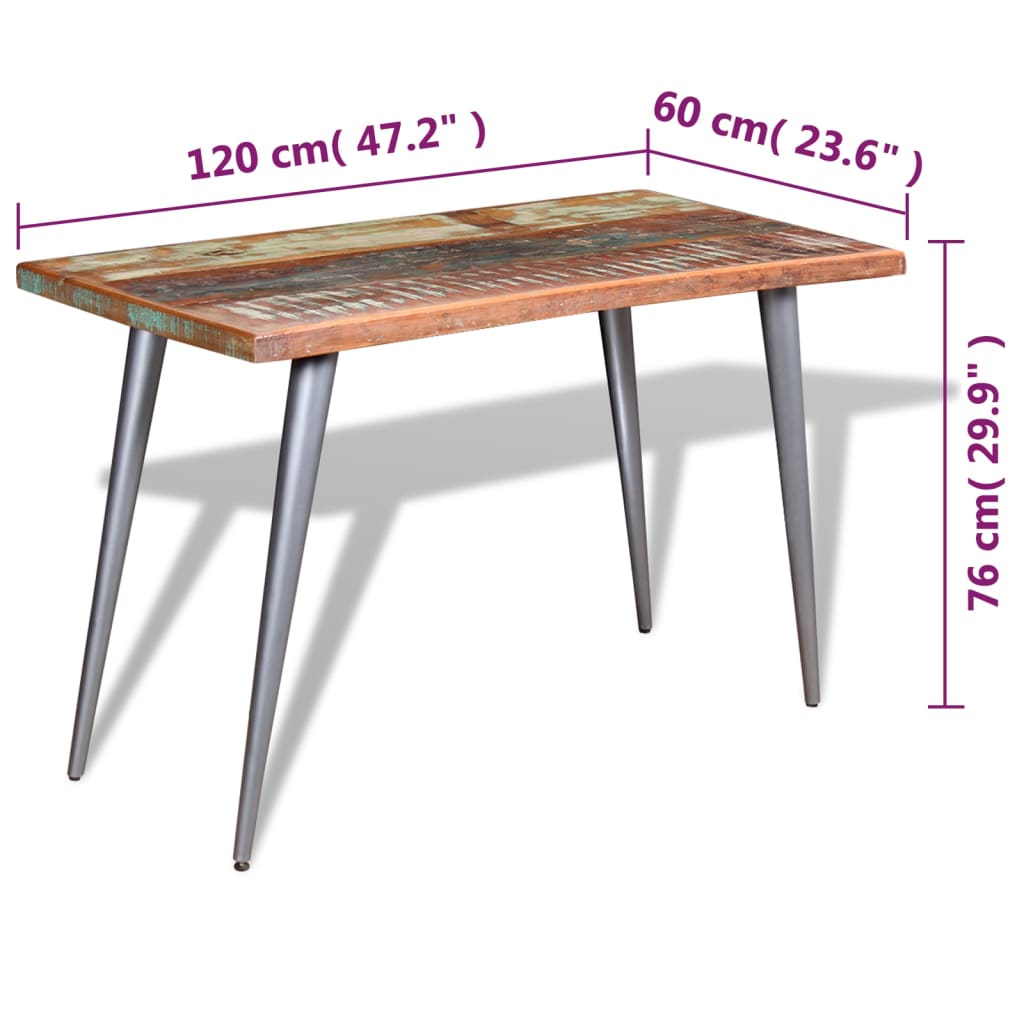 244242 vidaXL Dining Table Solid Reclaimed Wood 120x60x76 cm