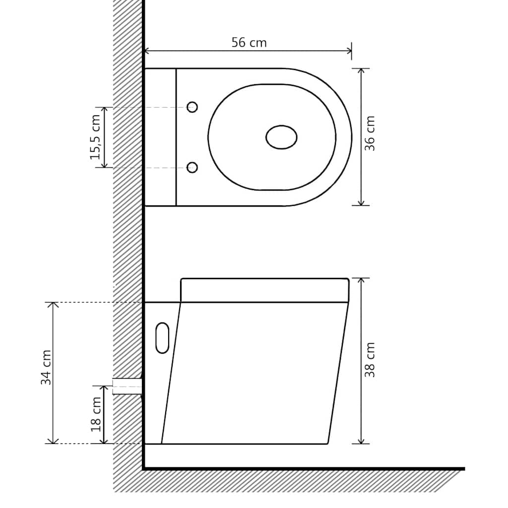 244270 vidaXL Wall Hung Toilet Ceramic White