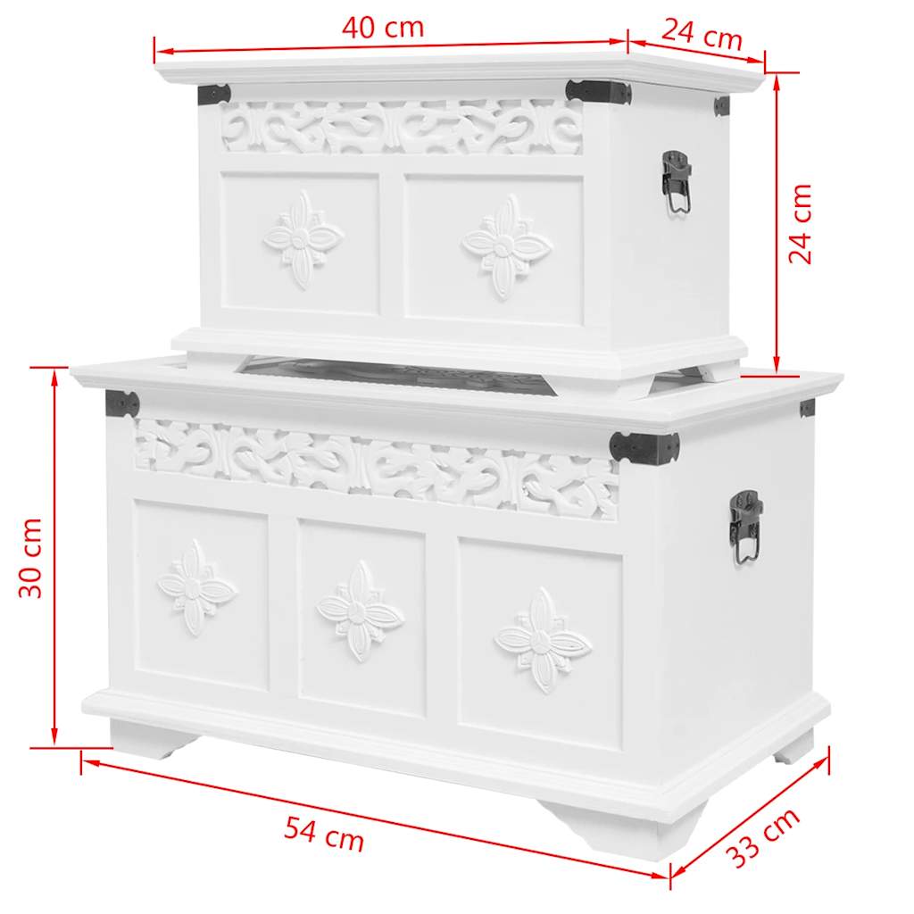 244360 vidaXL Two Piece Storage Chest Set White