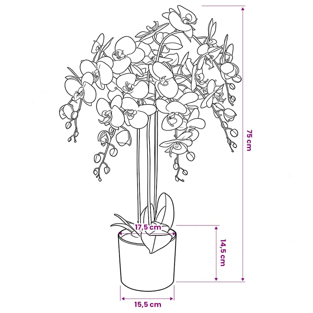 Artificial Orchid Plant with Pot 75 cm White