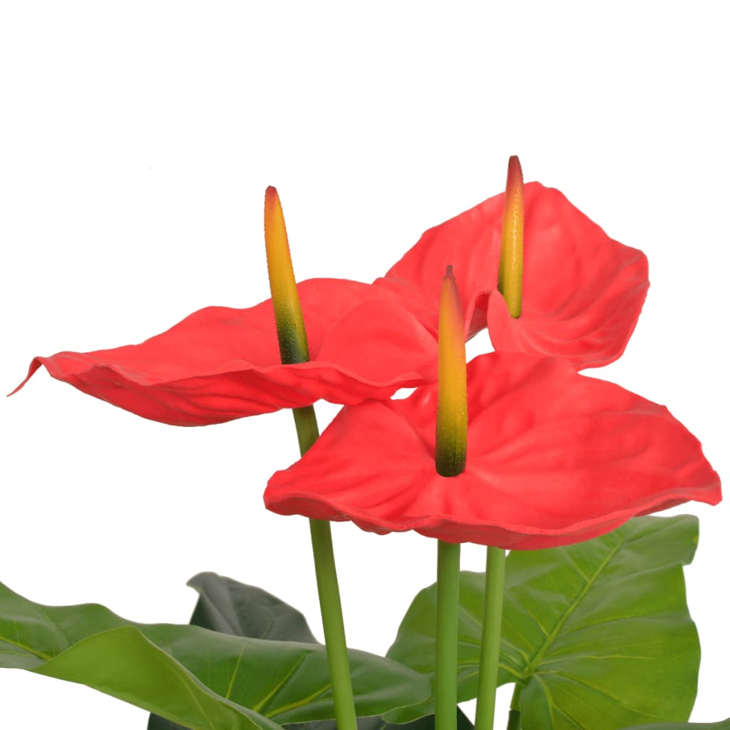 244447 vidaXL Artificial Anthurium Plant with Pot 90 cm Red and Yellow