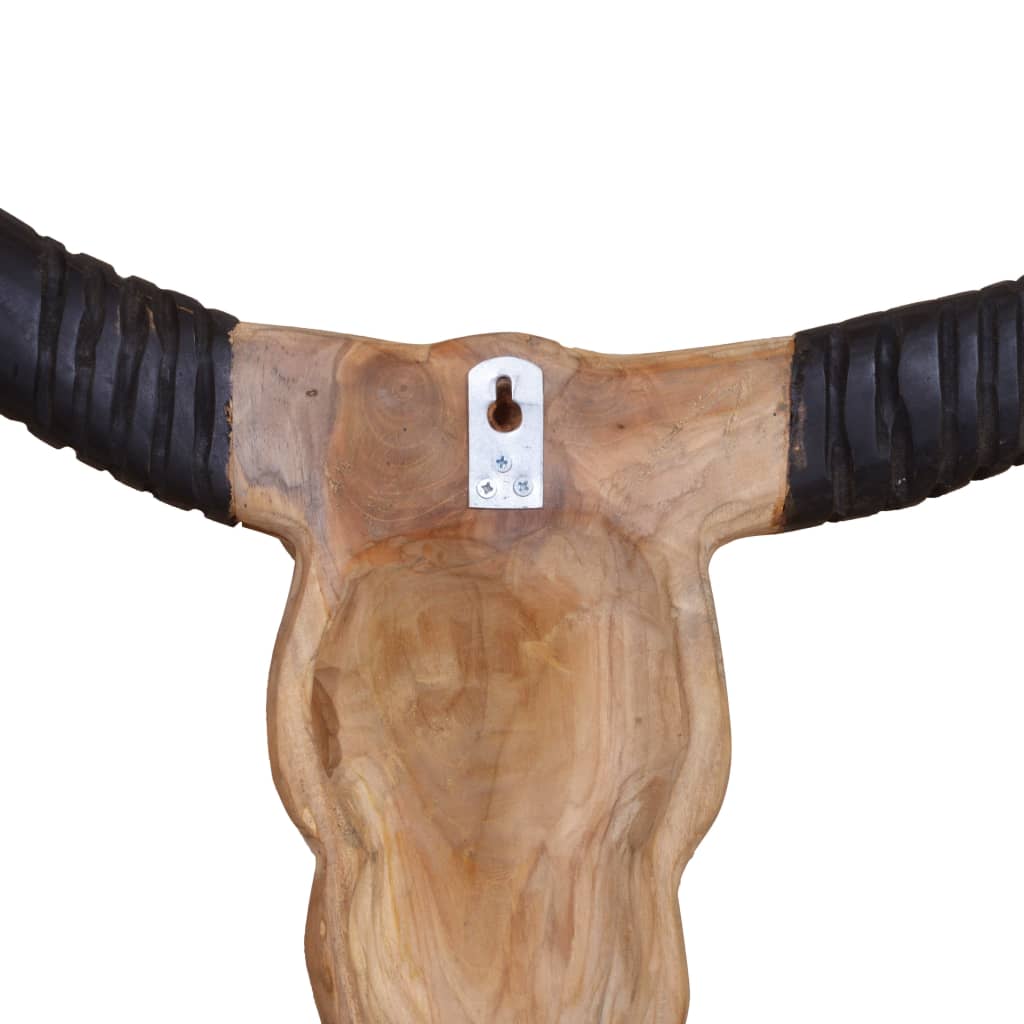244567 vidaXL Wall-Mounted Bull Skull Sculpture Teak 69x6x60 cm