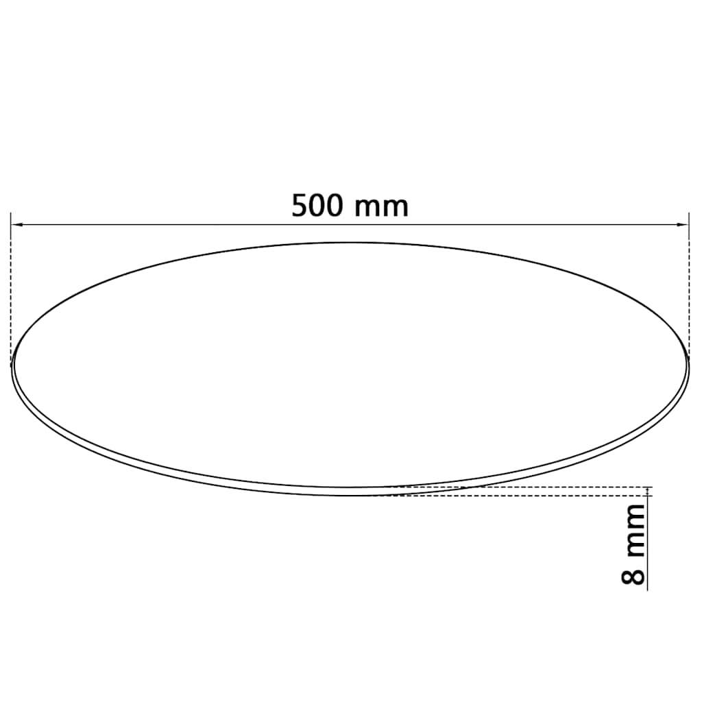 244614 vidaXL Table Top Tempered Glass Round 500 mm