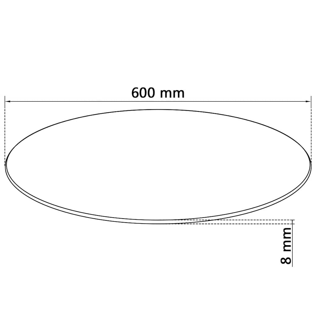244615 vidaXL Table Top Tempered Glass Round 600 mm