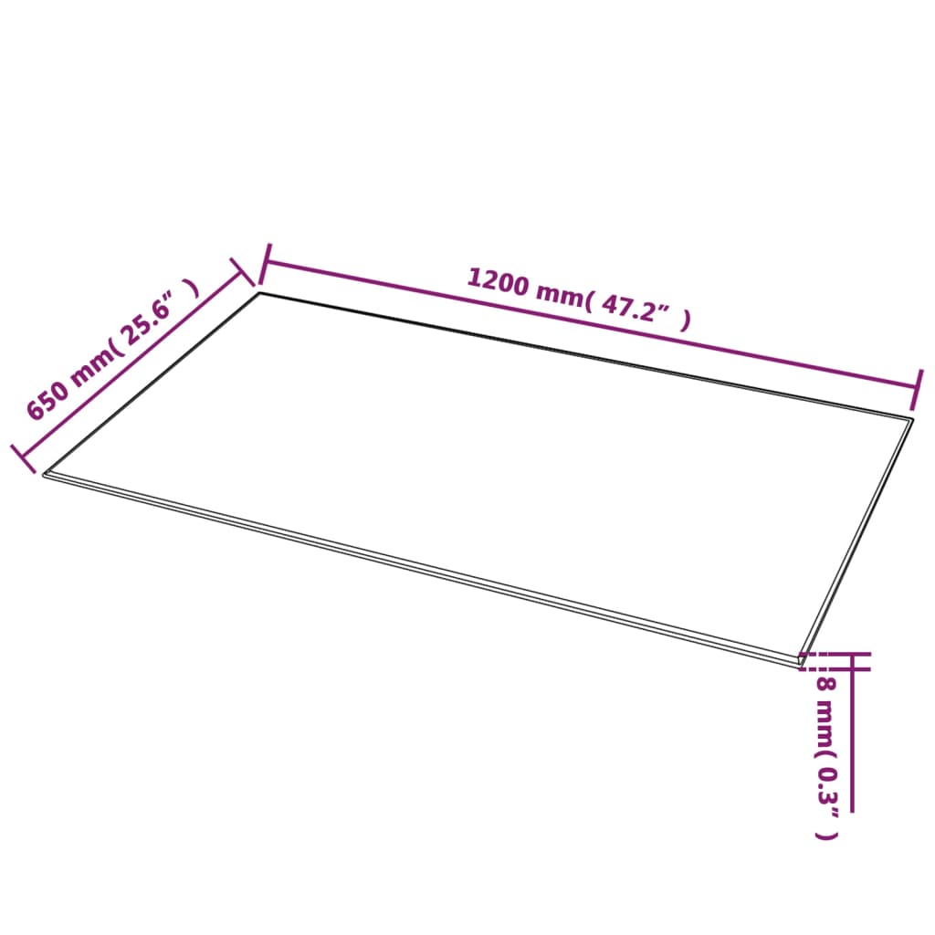 244622 vidaXL Table Top Tempered Glass Rectangular 1200x650 mm