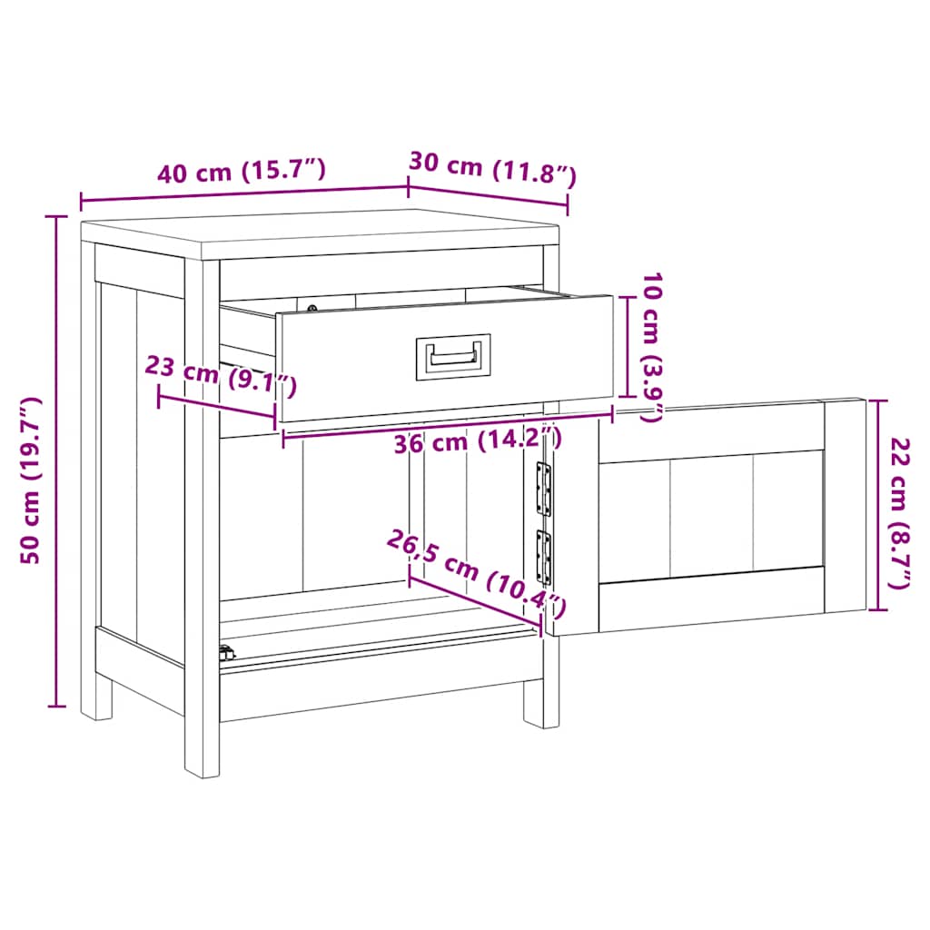 244484 vidaXL Bedside Cabinet Solid Teak 40x30x50 cm