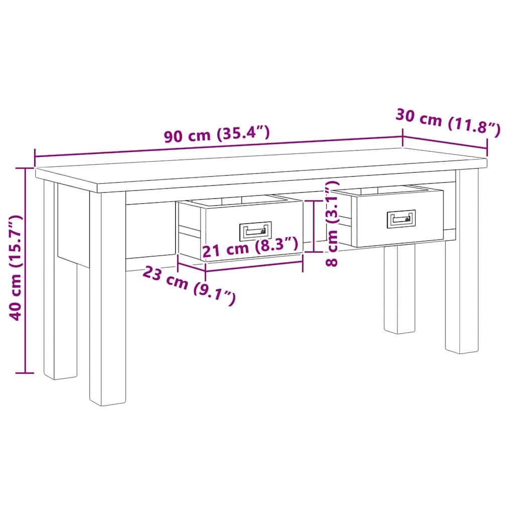 Hall Bench Solid Teak 90x30x40 cm