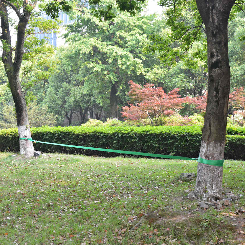 142666 vidaXL Slackline 15 m x 50 mm 150 kg Green
