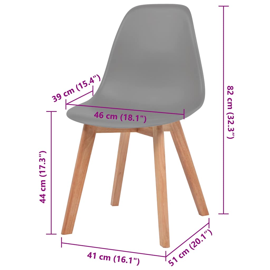 Dining Chairs 6 pcs Grey Plastic