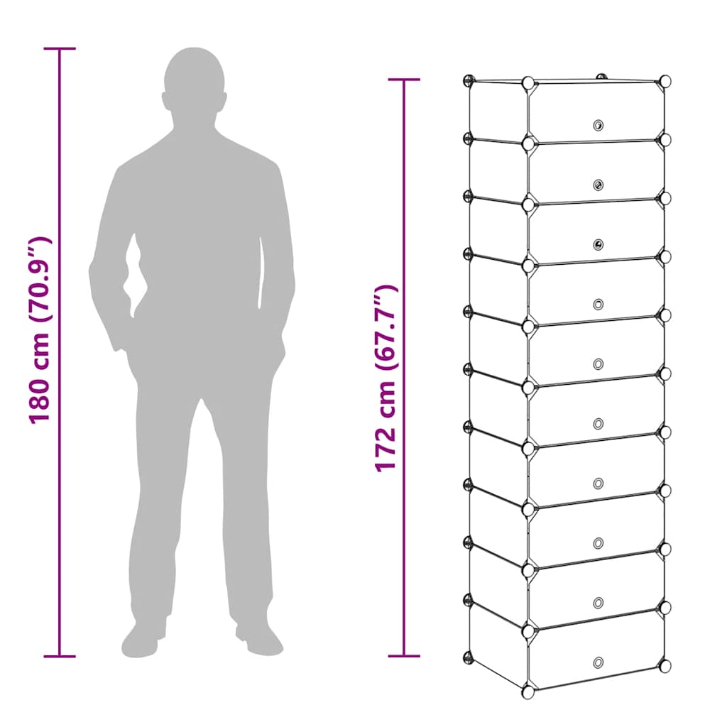 244919 vidaXL Interlocking Shoe Organiser with 10 Compartments White