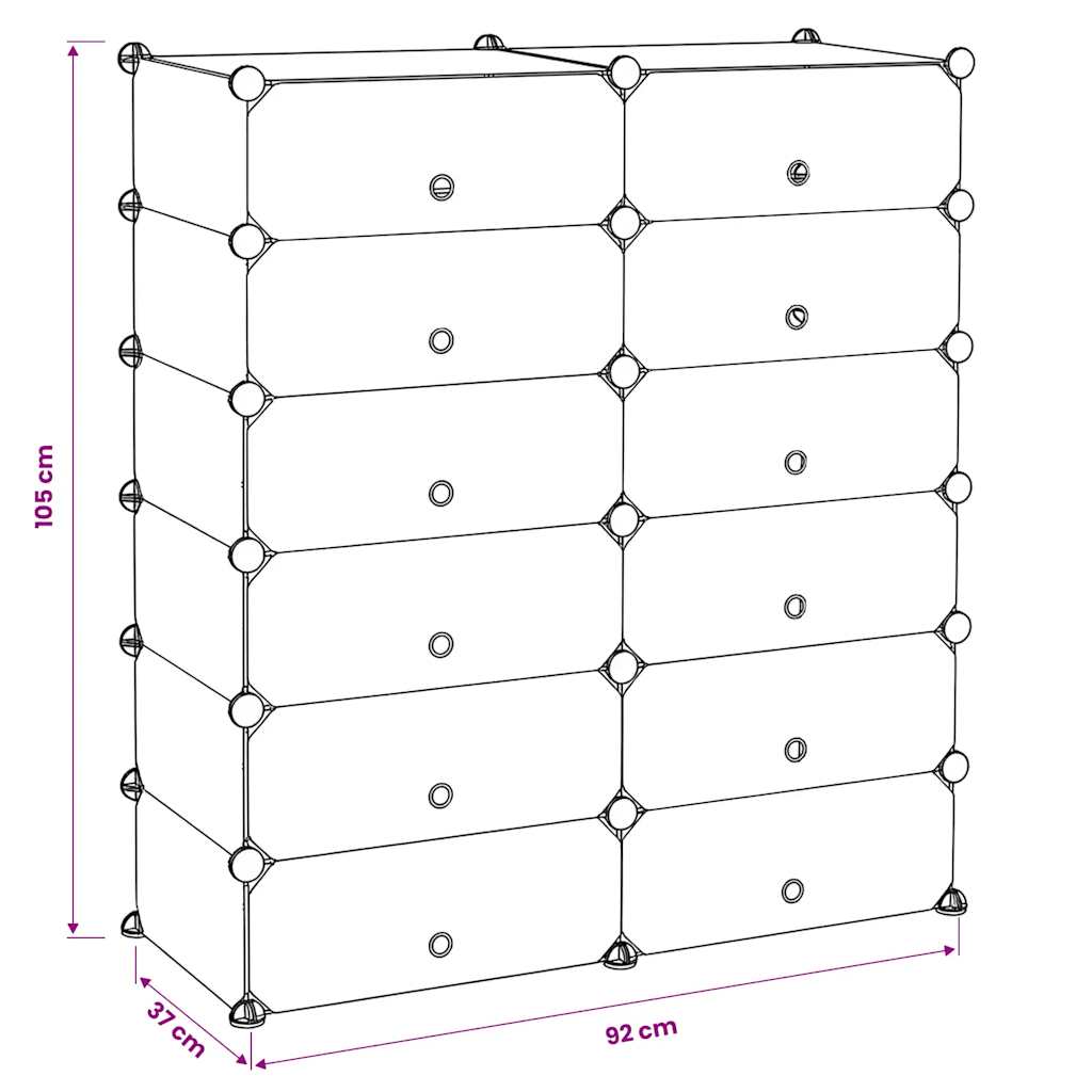 244921 vidaXL Interlocking Shoe Organiser with 12 Compartments White