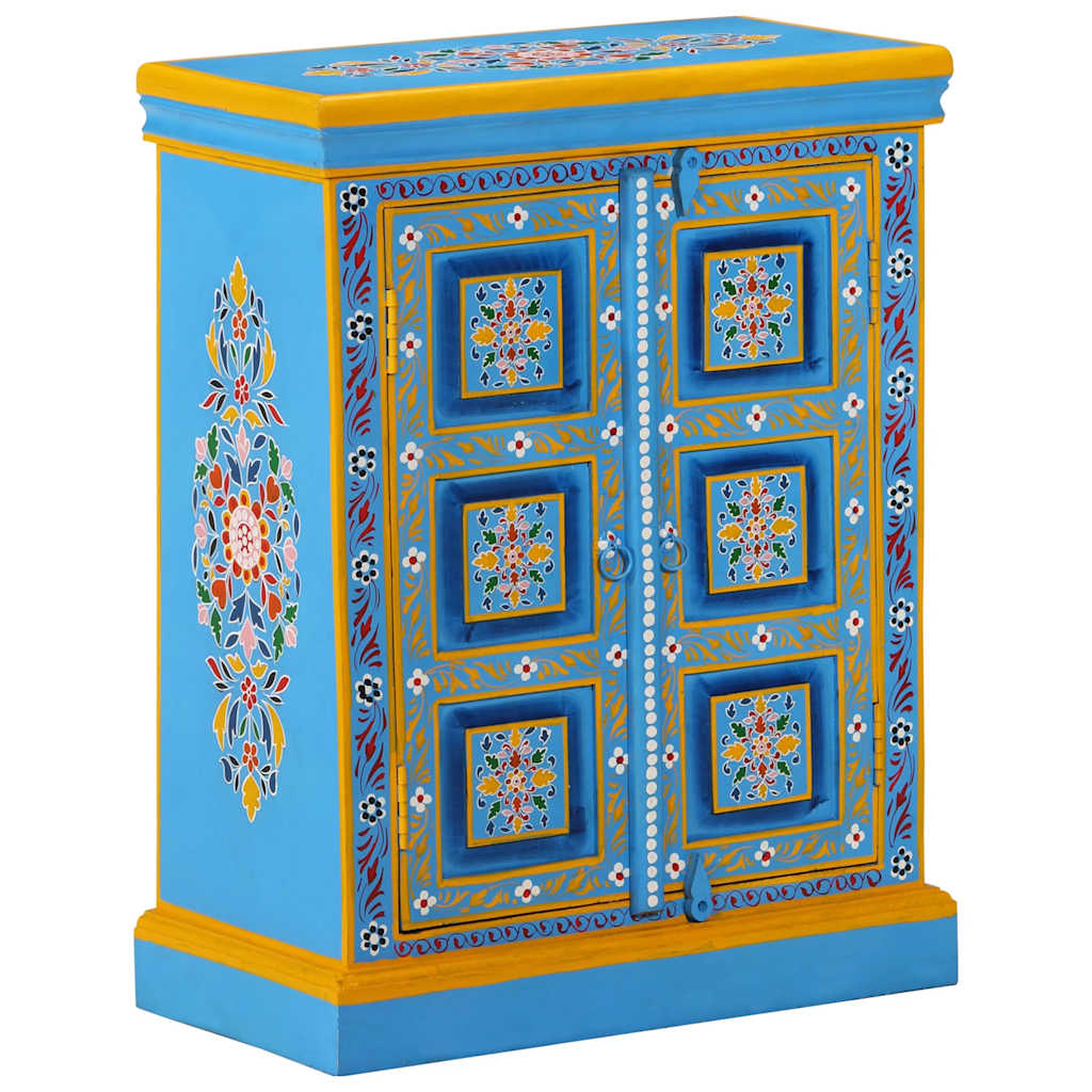 244838 vidaXL Sideboard Solid Mango Wood Turquoise Hand Painted