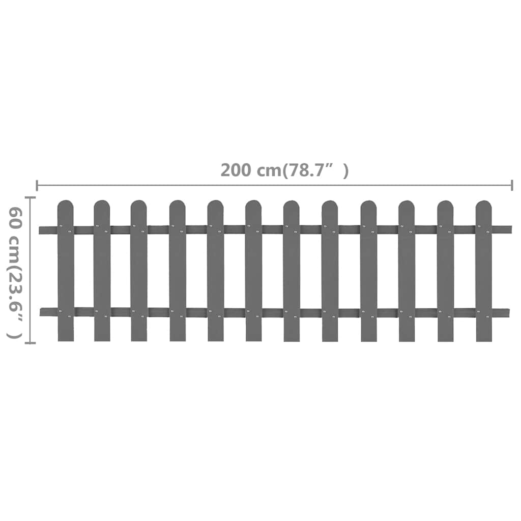 42818 vidaXL Picket Fence WPC 200x60 cm