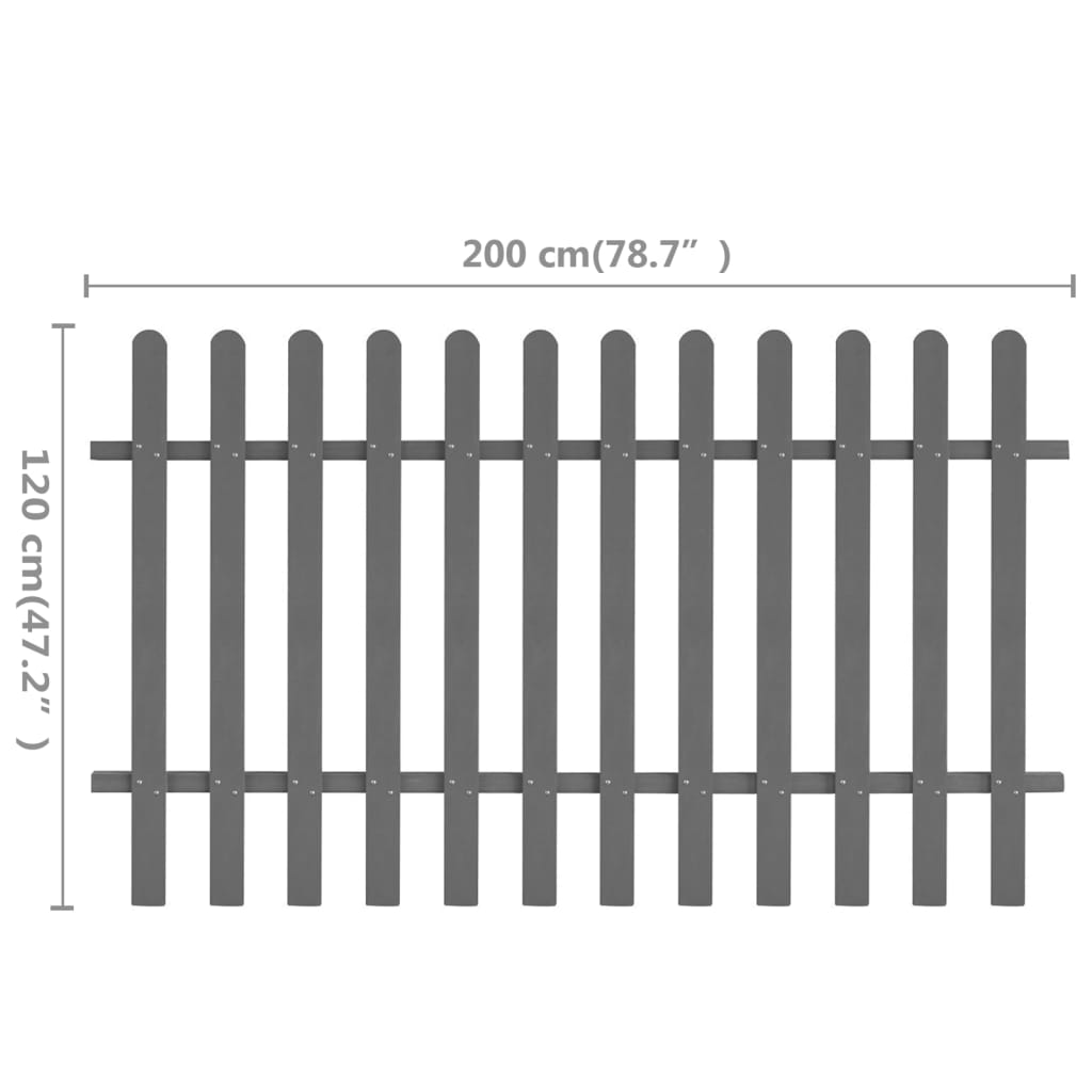 42821 vidaXL Picket Fence WPC 200x120 cm