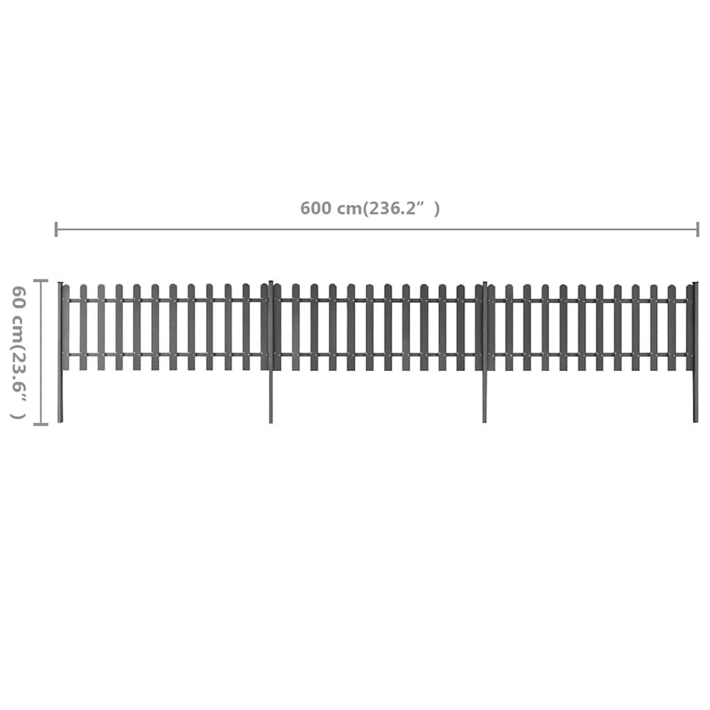42826 vidaXL Picket Fence with Posts 3 pcs WPC 600x60 cm