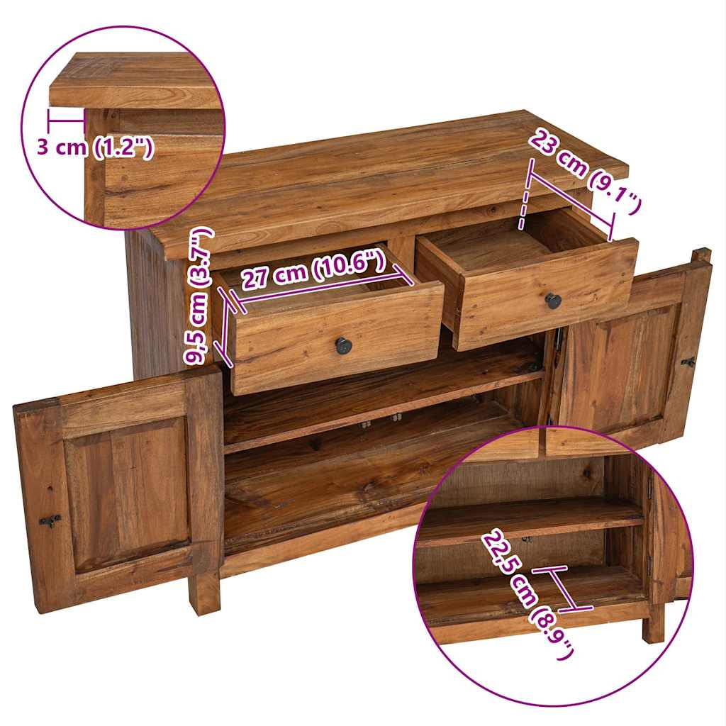 244490 vidaXL Sideboard Solid Mahogany Wood 75x30x65 cm