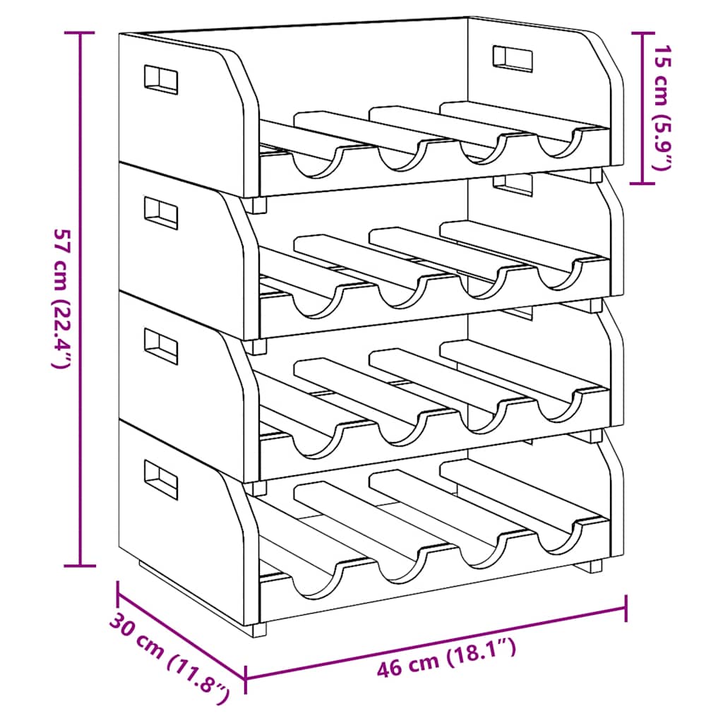 244491 vidaXL Wine Racks 4 pcs for 16 Bottles Solid Mahogany Wood